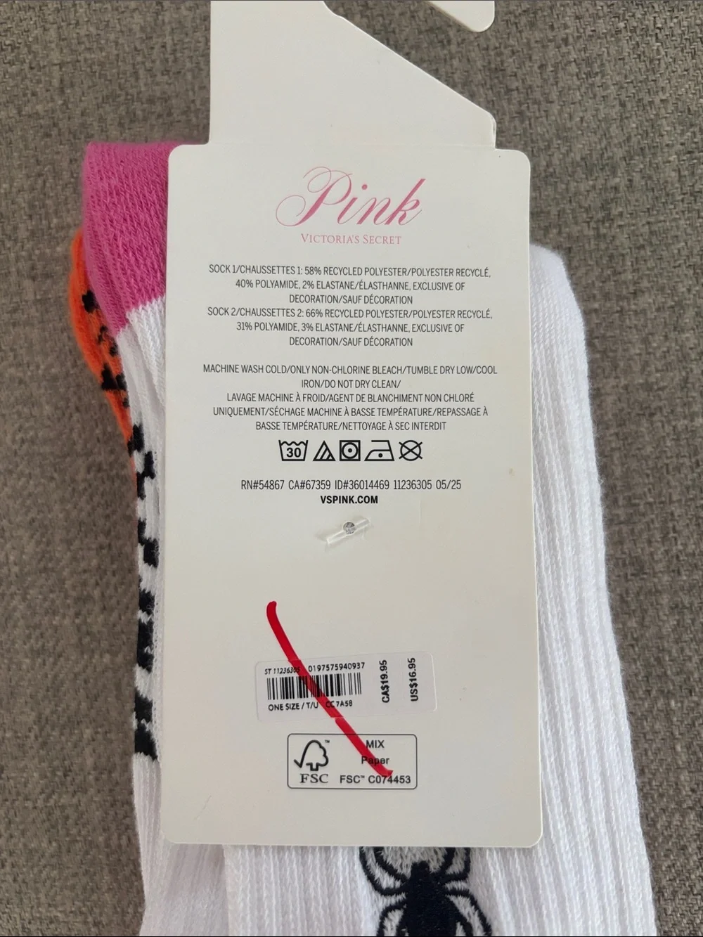 PINK Victoria's Secret Halloween 2-Pack Crew Socks